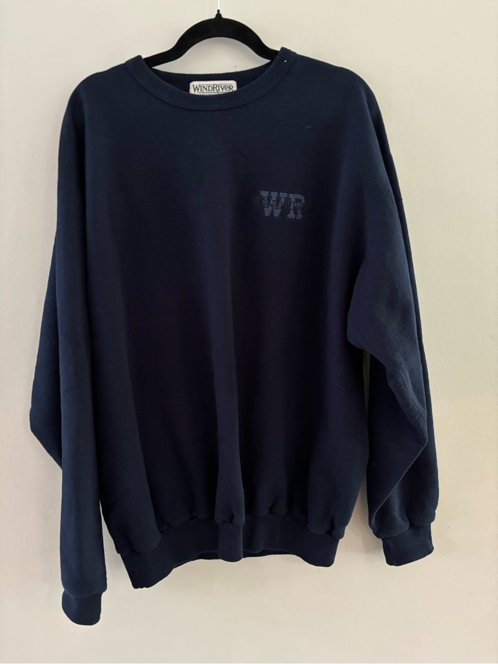 Vintage 1990s Wind River 100% Cotton Heavyweight Navy Crewneck Sweatshirt XL